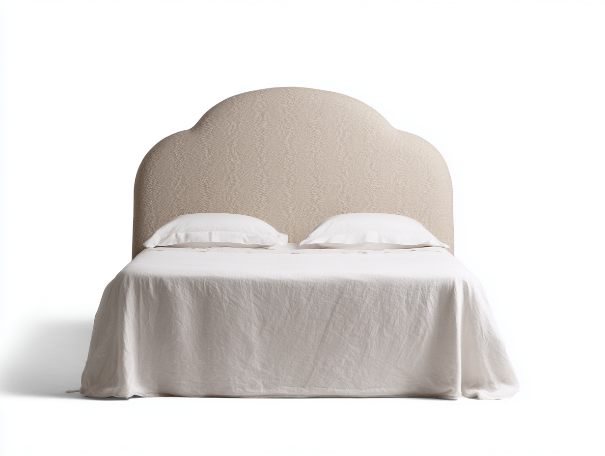 Stoff Doppelbett gepolstertes Kopfteil 210x160x115 cm - beige - für Schlafzimmer - modernes Design