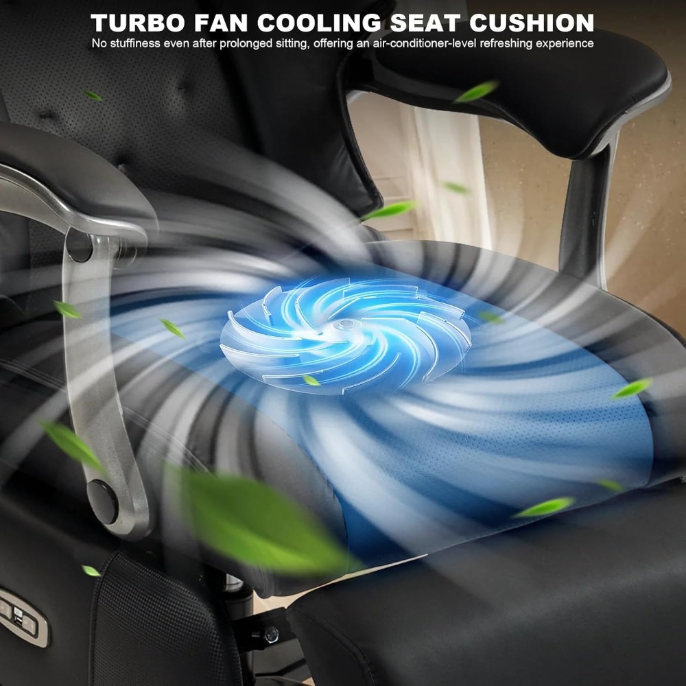 Silla de oficina con ventilación y calefacción, sillón reclinable eléctrico de cuero con reposapiés, grande, ergonómica y cómoda para oficina en casa.