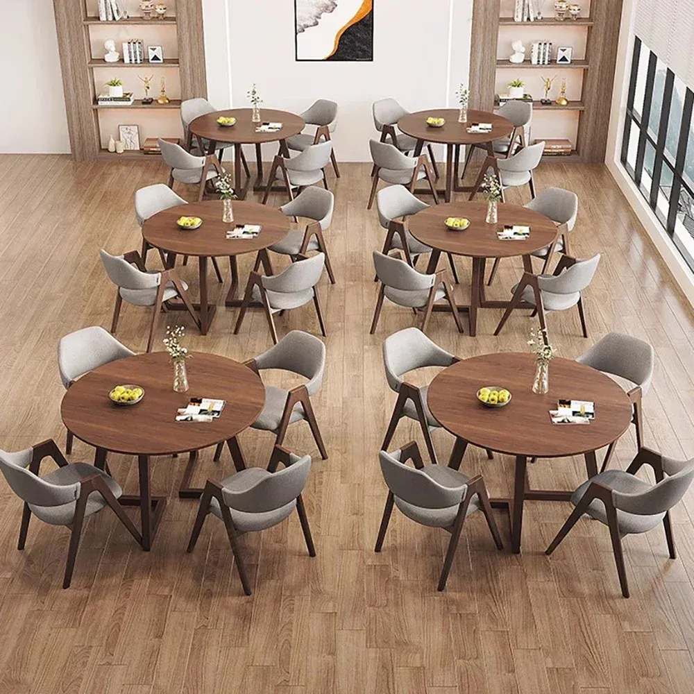 Mesa de comedor moderna, redonda, ahorradora de espacio, juego de 4 sillas, mesa de comedor central, muebles de cocina para restaurante