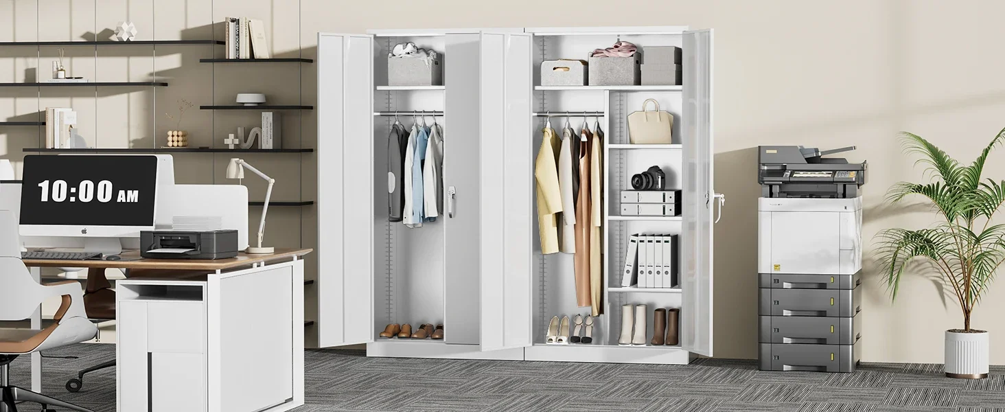 72" Storage Cabinet, White Storage Cabinet, Bathroom Cabinet, Pantry Cabinet with 3 Shelves