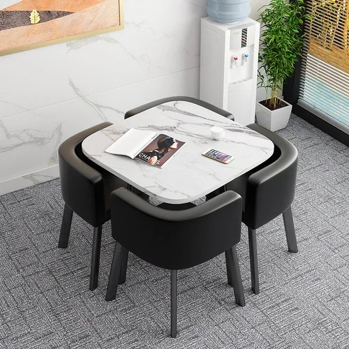 Mesa plegable, mesa de comedor pequeña para el hogar, mesa de negociación de fideos de tienda, combinación de mesa y silla, mesa redonda de recepción