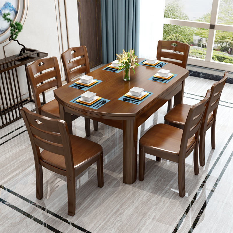 Mesa de comedor cuadrada suspendida de madera maciza, estilo crema retráctil, mesa plegable simple moderna