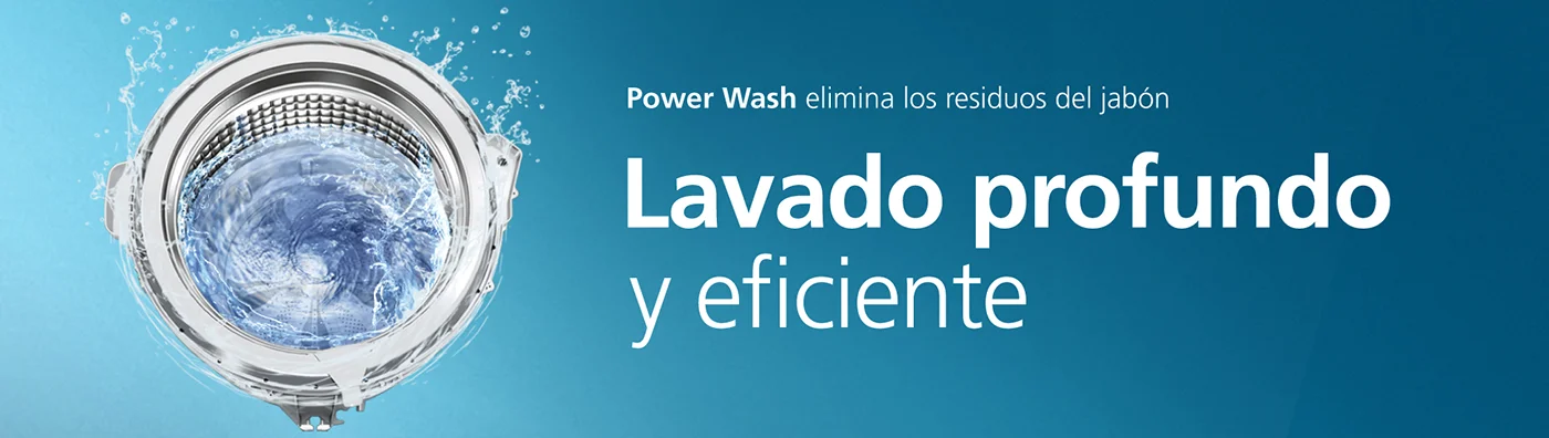 Power Wash, elimina los residuos de jab&oacute;n, con un lavado m&aacute;s profundo y eficiente deja impecable cada prenda y ahorra m&aacute;s.