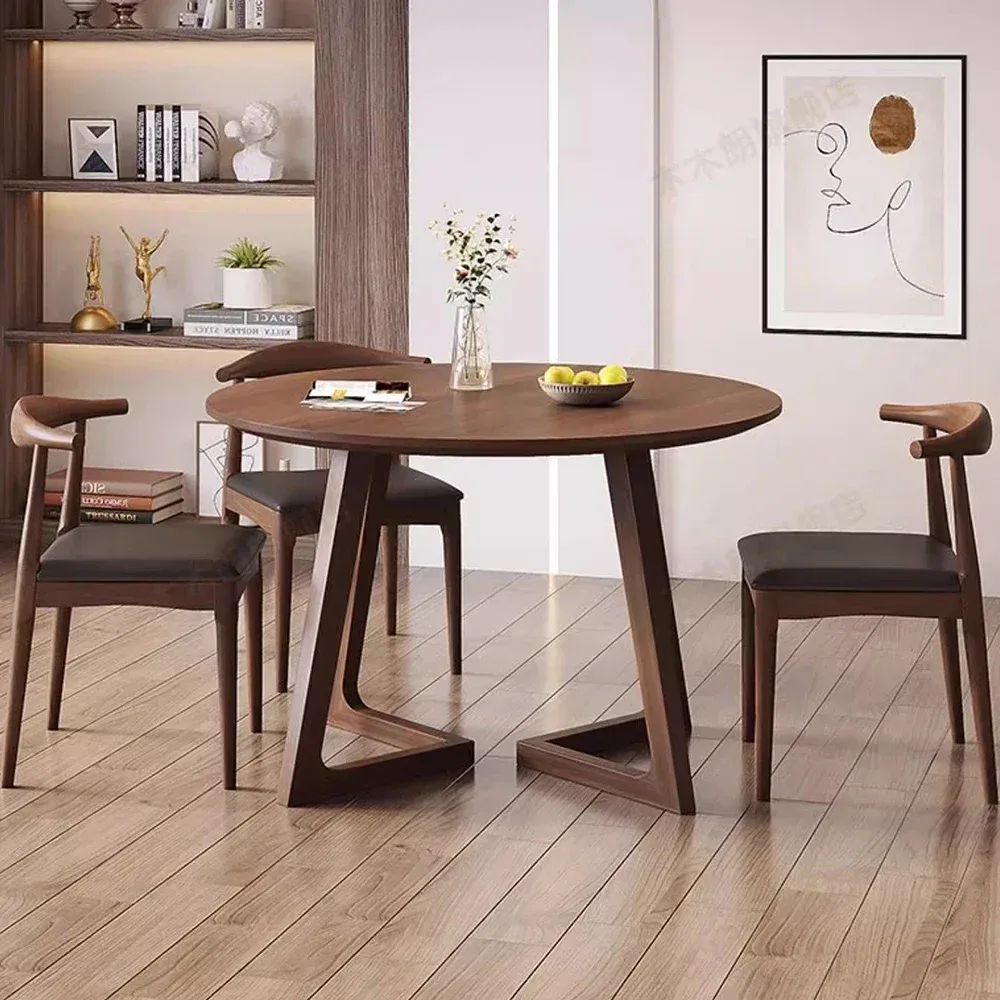 Mesa de comedor moderna, redonda, ahorradora de espacio, juego de 4 sillas, mesa de comedor central, muebles de cocina para restaurante