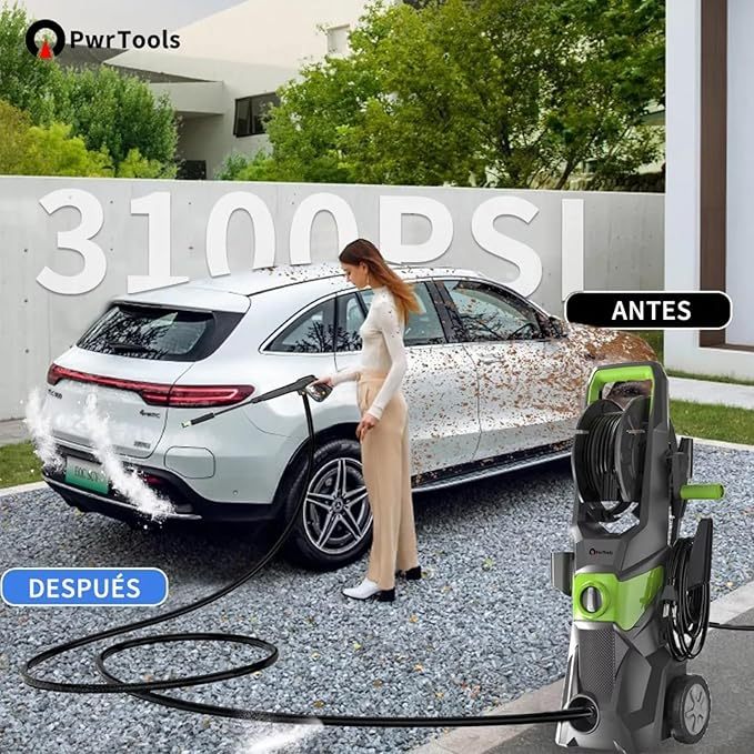 Hidrolavadora Eléctrica, 3100 PSI, Motor 7640, Versátil para Automóviles y Patios, Uso Residencial y Comercial