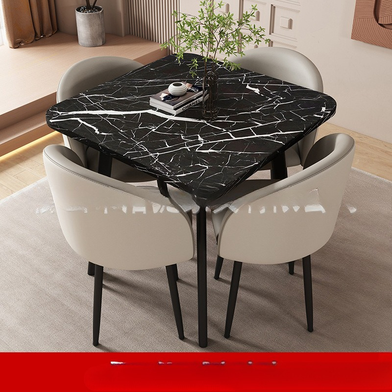 Mesa cuadrada de recepción, negociación y combinación de sillas para tienda, ocio simple, balcón, negocios, oficina redonda, ventas.