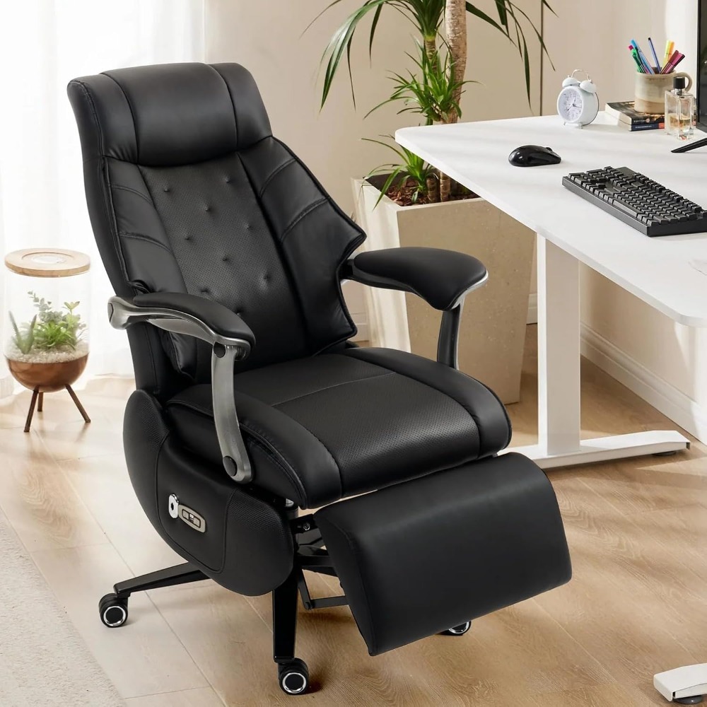 Silla de oficina con ventilación y calefacción, sillón reclinable eléctrico de cuero con reposapiés, grande, ergonómica y cómoda para oficina en casa.