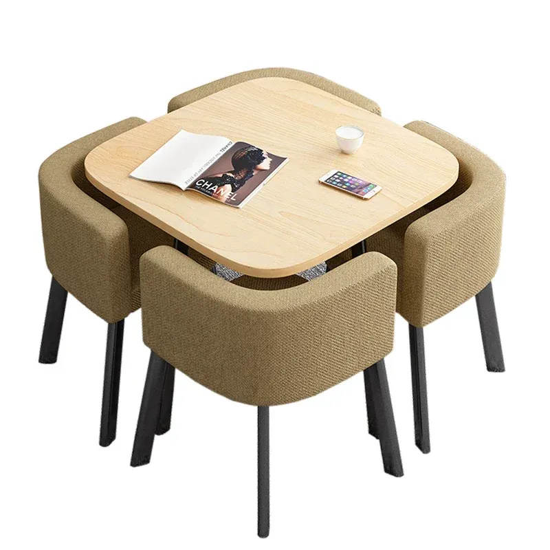 Mesa plegable, mesa de comedor pequeña para el hogar, mesa de negociación de fideos de tienda, combinación de mesa y silla, mesa redonda de recepción