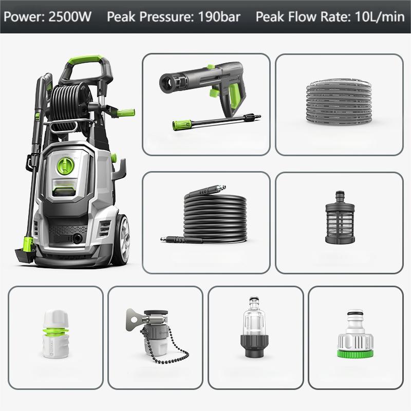 Lavadora a presión portátil para entradas de autos y jardines, con dos boquillas, de alta presión y eléctrica.