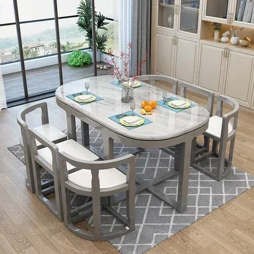 Mesa de comedor organizadora de madera maciza, mesa de comedor de diseño antiguo nórdico, estética para bodas, gran entrada, mesas de comedor, muebles