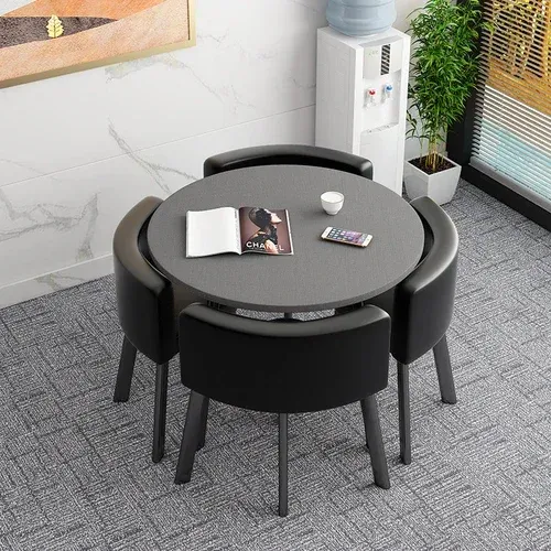Mesa plegable, mesa de comedor pequeña para el hogar, mesa de negociación de fideos de tienda, combinación de mesa y silla, mesa redonda de recepción
