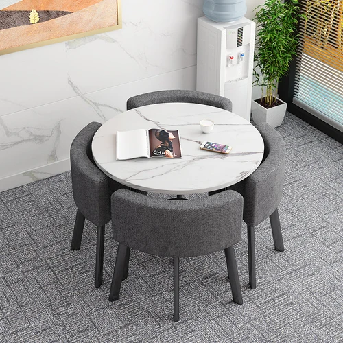 Mesa plegable, mesa de comedor pequeña para el hogar, mesa de negociación de fideos de tienda, combinación de mesa y silla, mesa redonda de recepción