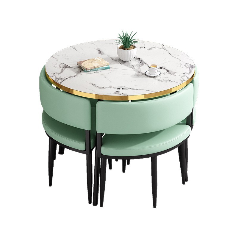 Mesa redonda pequeña y silla combinada para recepción, reuniones, ocio, formación, instituciones, mesa y silla para balcón, pequeña.