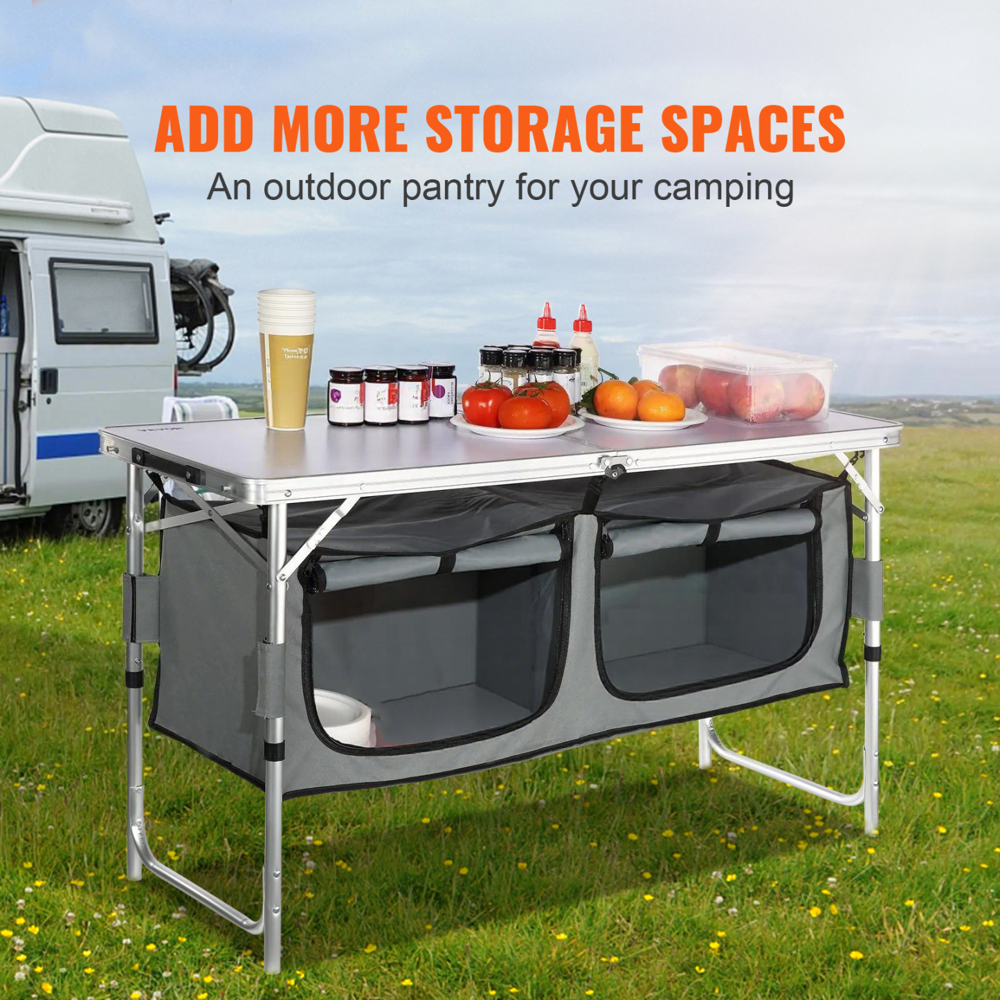 Mesa de cocina para acampar SucceBuy, plegable y de instalación rápida, de MDF, ideal para picnics al aire libre, barbacoas, camping, caravanas y viajes.