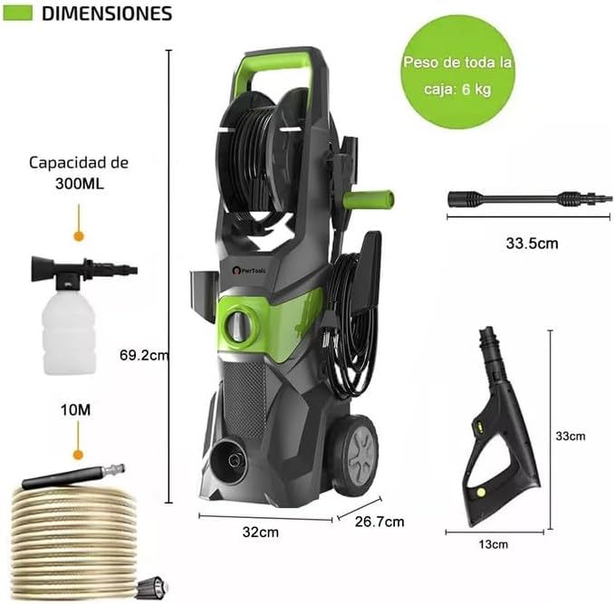 Hidrolavadora Eléctrica, 3100 PSI, Motor 7640, Versátil para Automóviles y Patios, Uso Residencial y Comercial