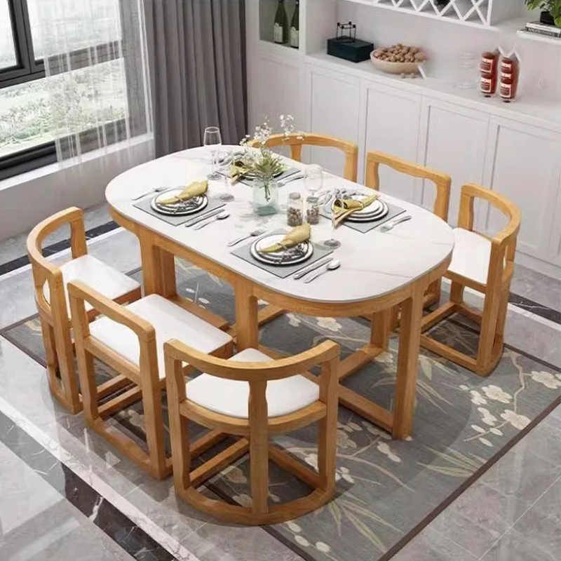 Mesa de comedor organizadora de madera maciza, mesa de comedor de diseño antiguo nórdico
