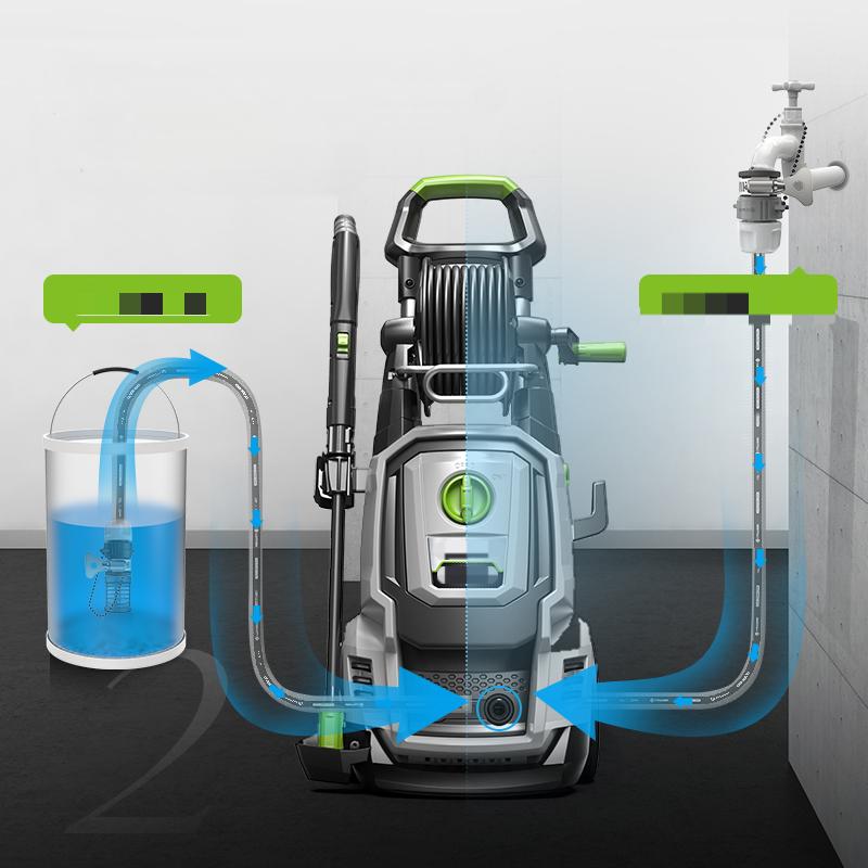 Lavadora a presión portátil para entradas de autos y jardines, con dos boquillas, de alta presión y eléctrica.