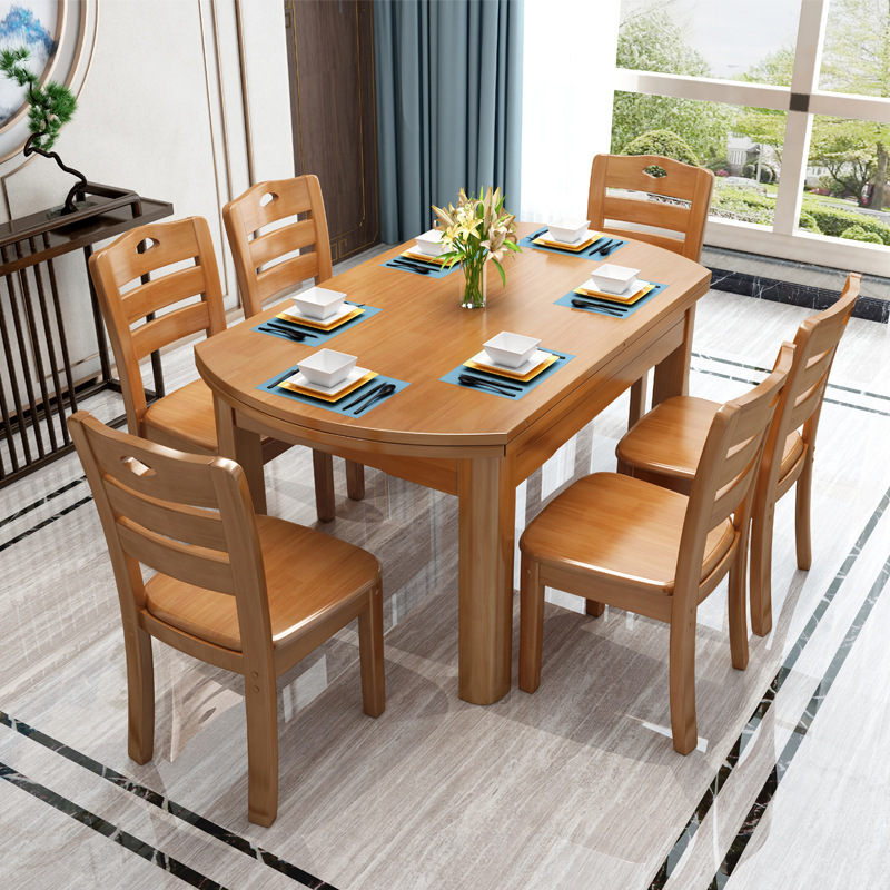 Mesa de comedor cuadrada suspendida de madera maciza, estilo crema retráctil, mesa plegable simple moderna