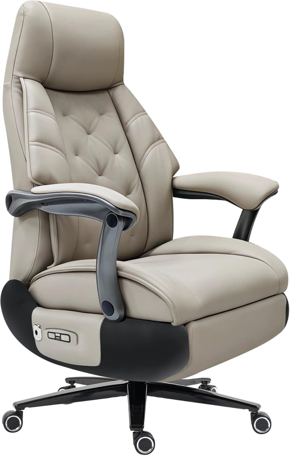 Office Chair with Ventilation and Heating,Leather Power Recliner Chair with Footrest,Big and Tall Ergonomic Comfy Home Office