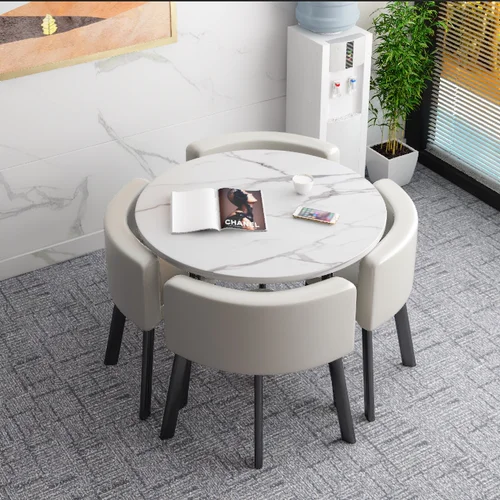 Mesa plegable, mesa de comedor pequeña para el hogar, mesa de negociación de fideos de tienda, combinación de mesa y silla, mesa redonda de recepción