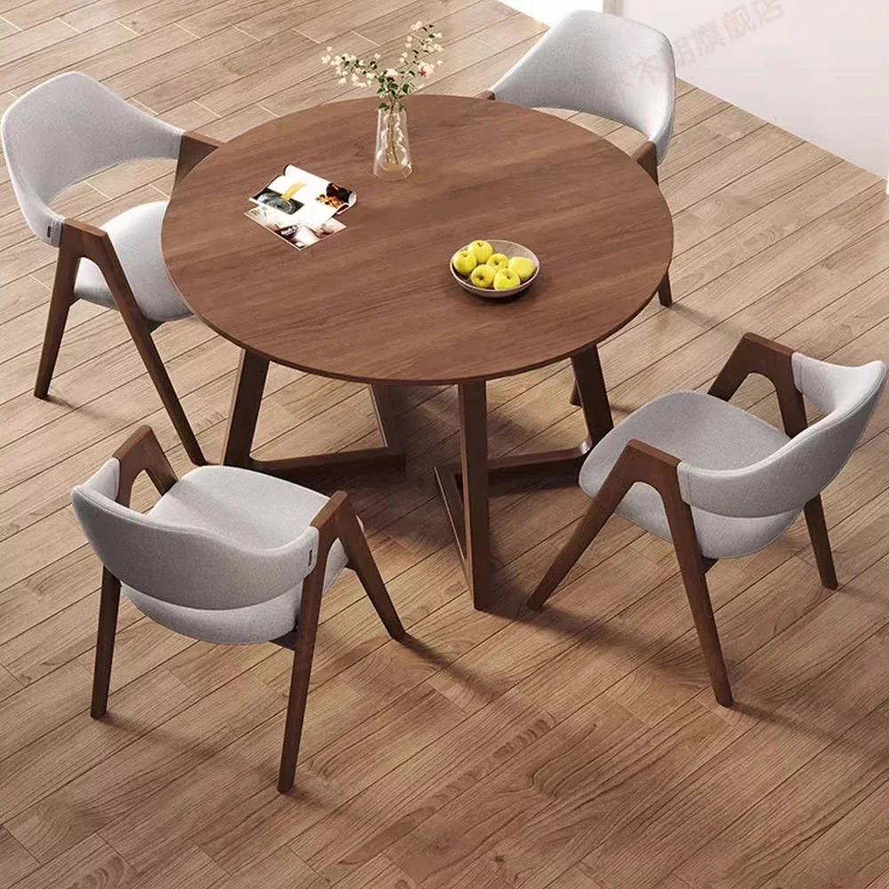 Mesa de comedor moderna, redonda, ahorradora de espacio, juego de 4 sillas, mesa de comedor central, muebles de cocina para restaurante