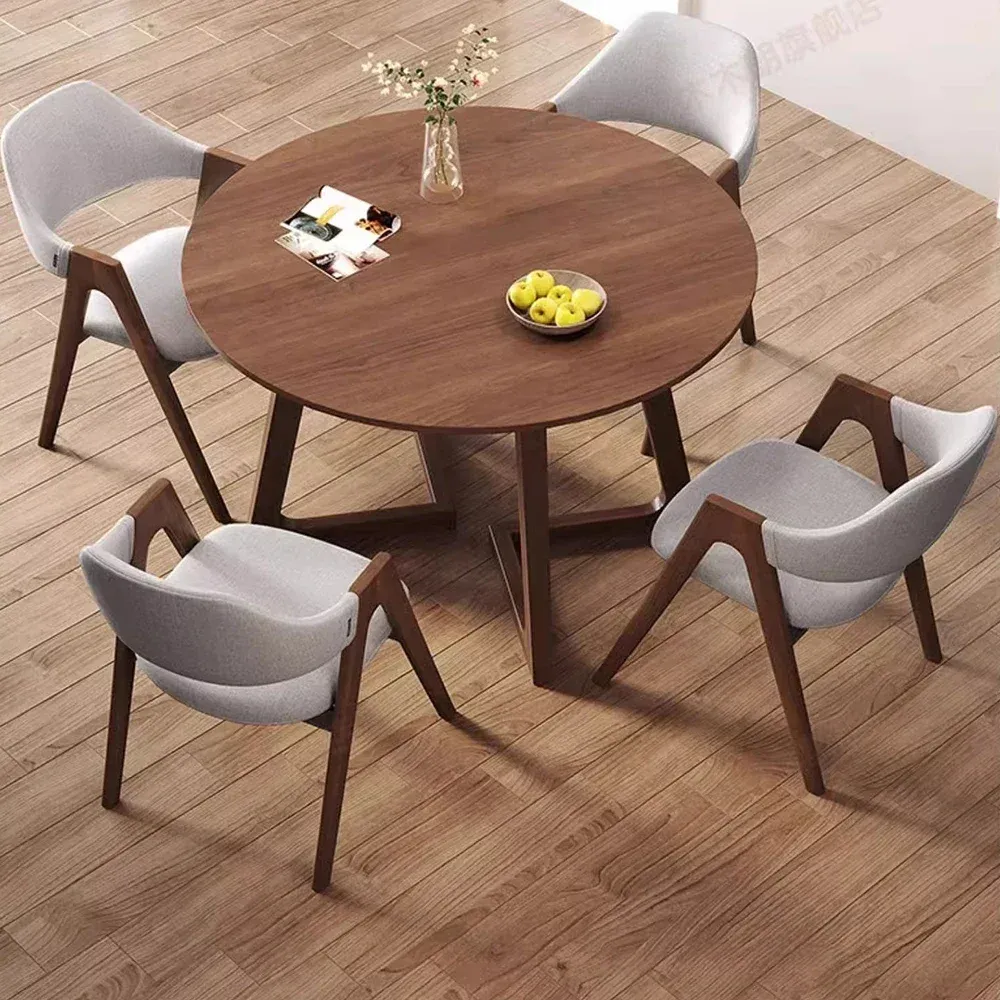 Mesa de comedor moderna, redonda, ahorradora de espacio, juego de 4 sillas, mesa de comedor central, muebles de cocina para restaurante