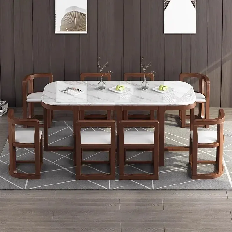 Mesa de comedor organizadora de madera maciza, mesa de comedor de diseño antiguo nórdico
