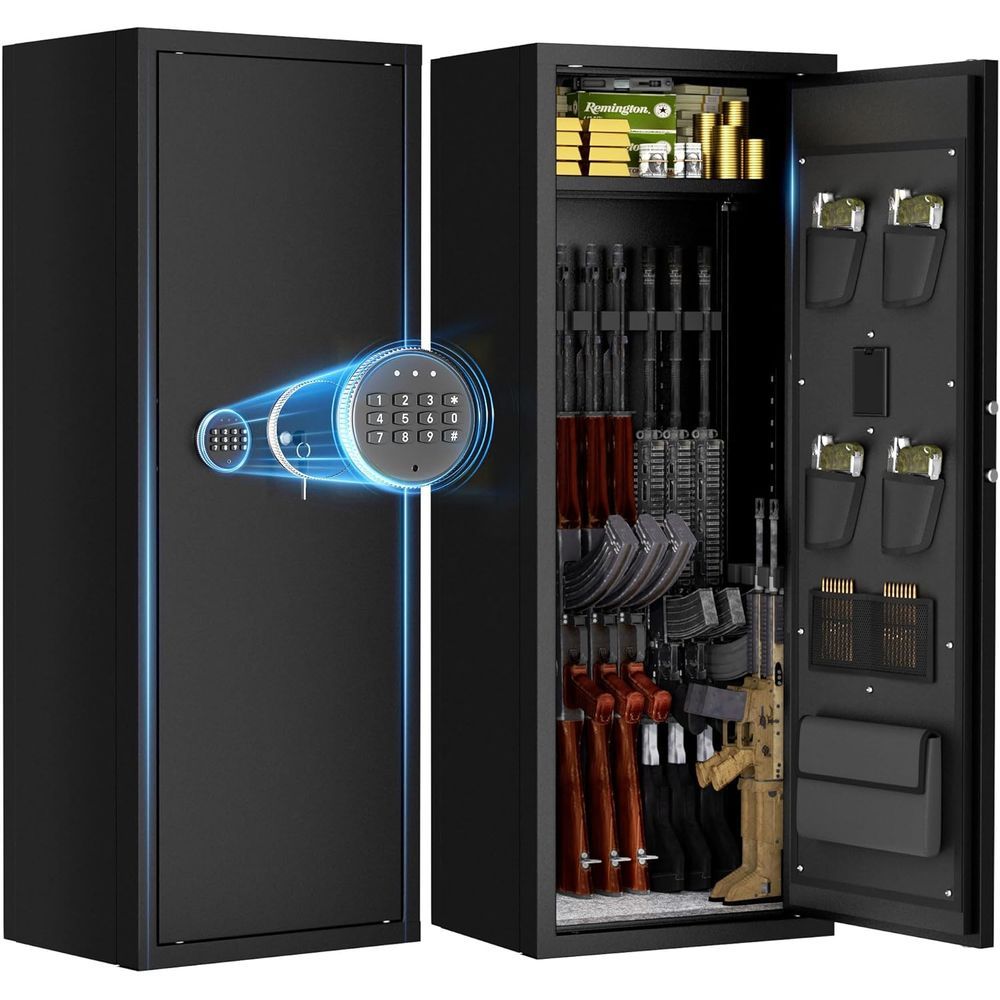 Secure Storage Cabinet for Firearms with Adjustable Shelves and Digital Locking System