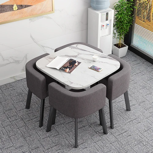 Mesa plegable, mesa de comedor pequeña para el hogar, mesa de negociación de fideos de tienda, combinación de mesa y silla, mesa redonda de recepción