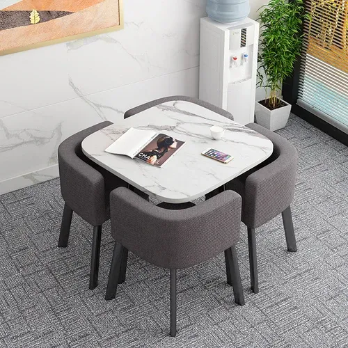 Mesa plegable, mesa de comedor pequeña para el hogar, mesa de negociación de fideos de tienda, combinación de mesa y silla, mesa redonda de recepción