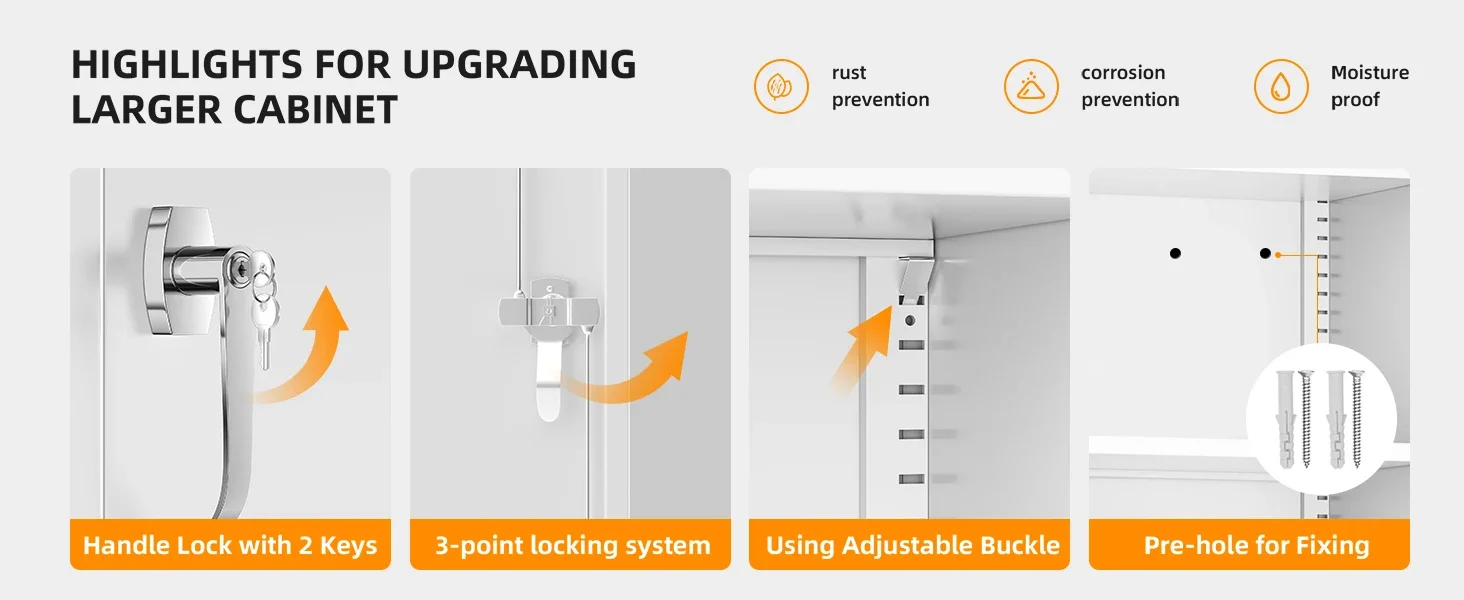 Metal Storage Cabinet Wardrobe - Metal Storage Locker with Locking Doors