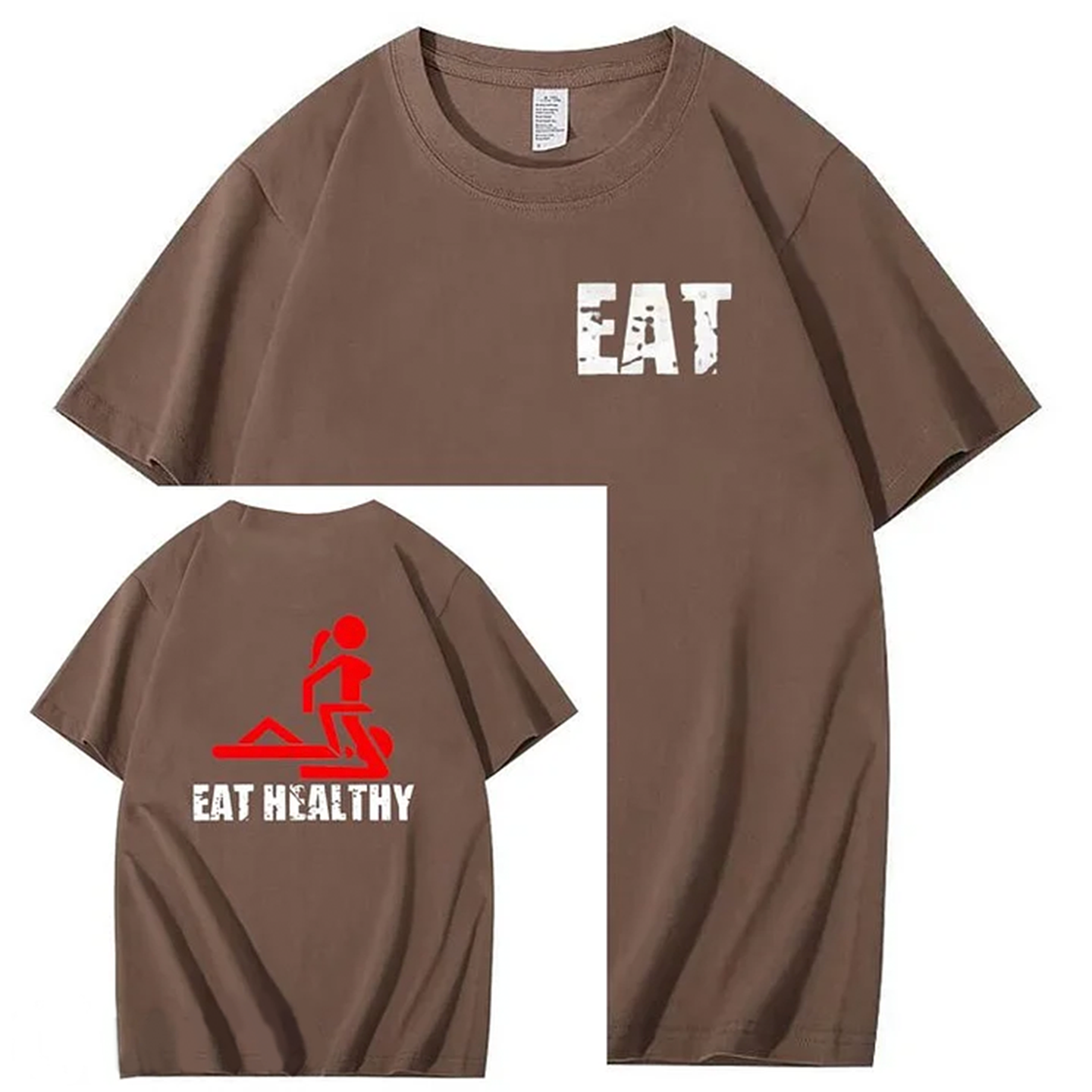 Eat Healthy Pattern  Print 100%Cotton T-Shirt