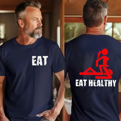 Eat Healthy Pattern  Print 100%Cotton T-Shirt