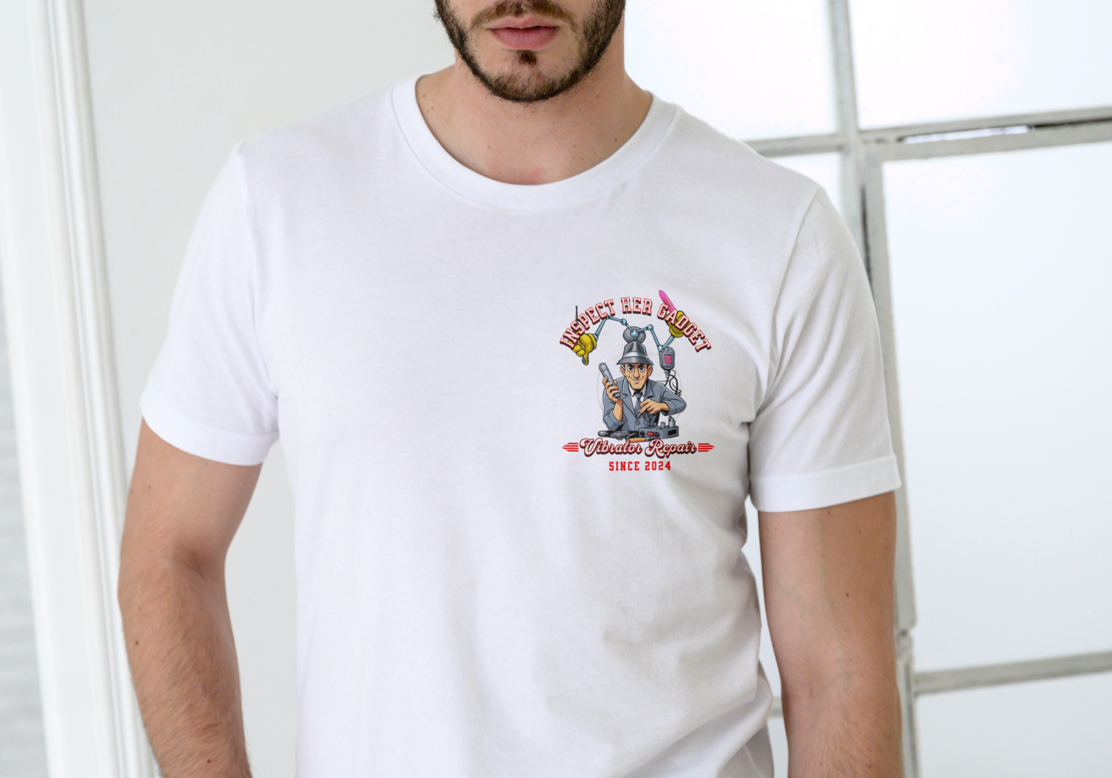 INSPECT HER GADGET VIBRATOR REPAIR, T-SHIRT, UNISEX, COTTON