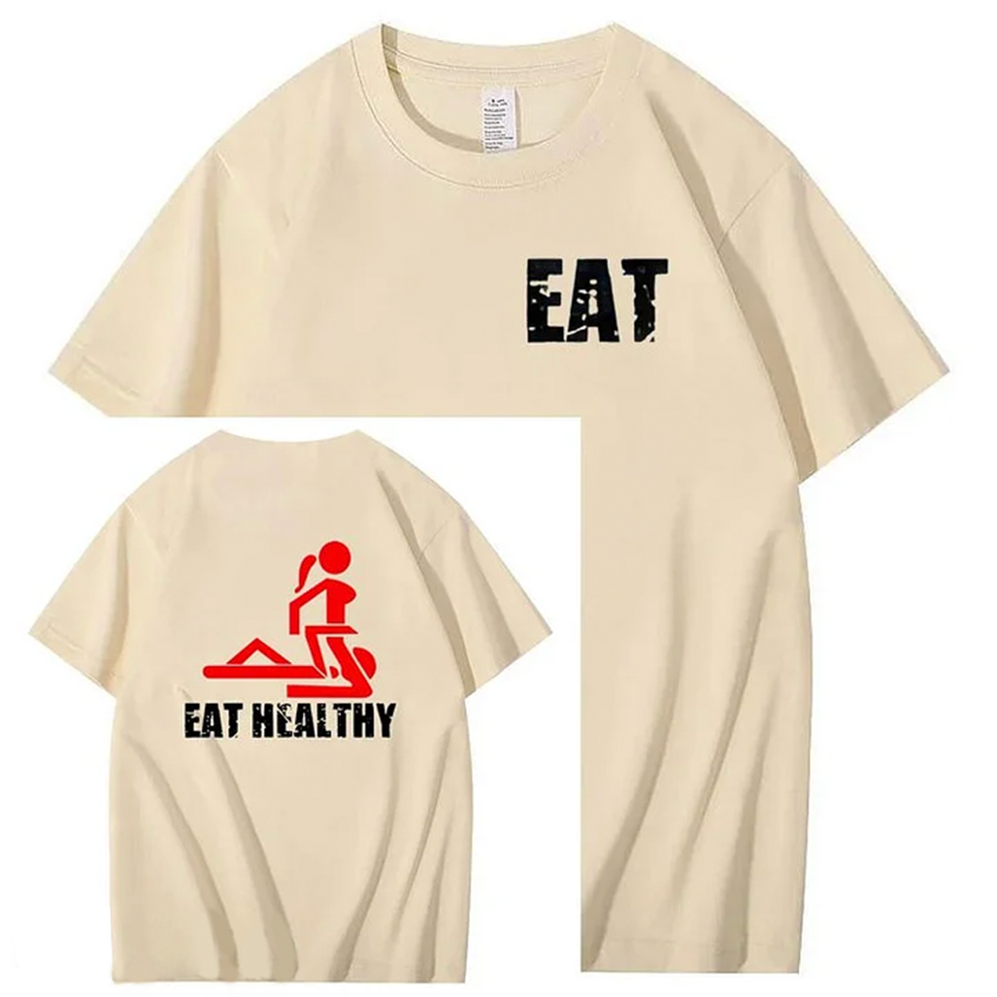 Eat Healthy Pattern  Print 100%Cotton T-Shirt