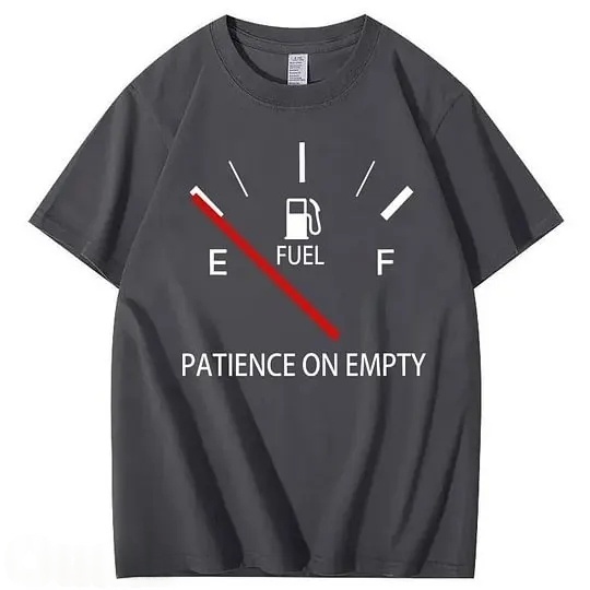 Patiency On Empty 100% Cotton T-Shirt Classic Black Short Sleeve T-Shirt