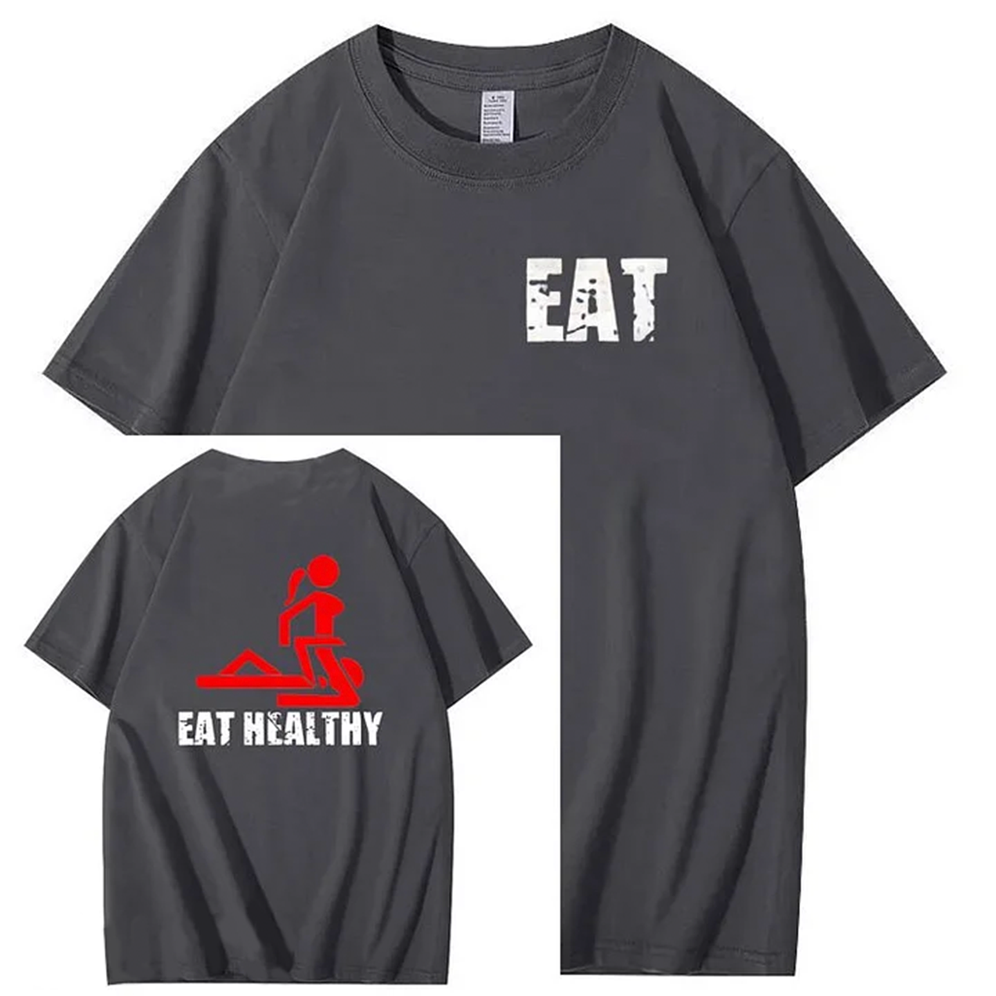 Eat Healthy Pattern  Print 100%Cotton T-Shirt