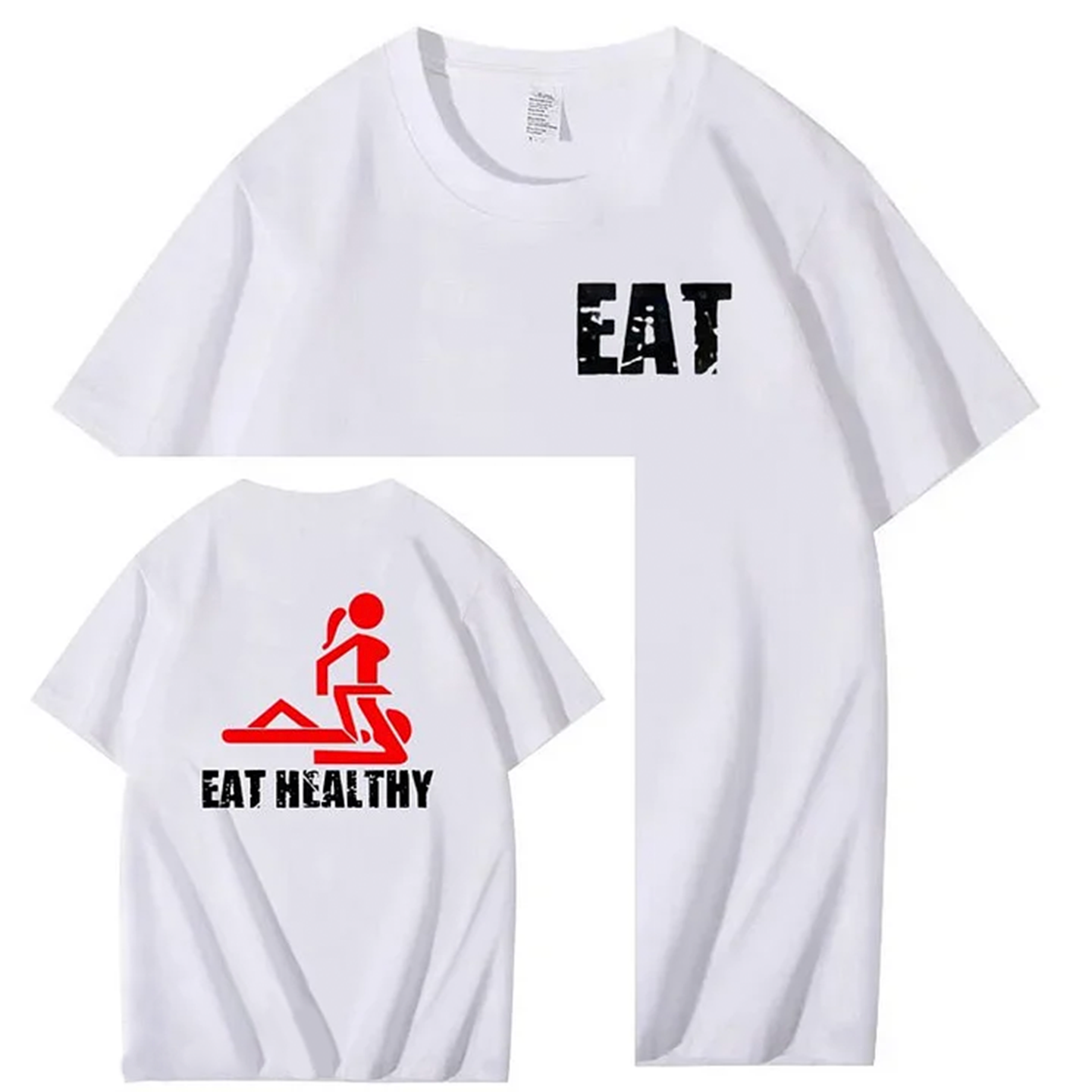 Eat Healthy Pattern  Print 100%Cotton T-Shirt