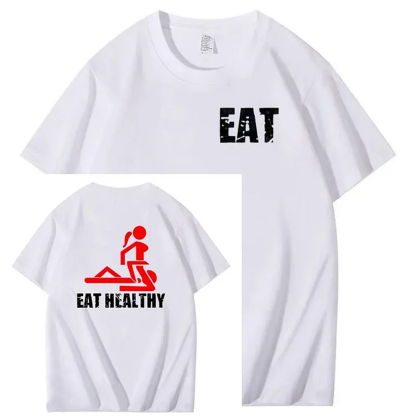 Eat Healthy Pattern  Print 100%Cotton T-Shirt