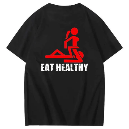 Eat Healthy Pattern  Print 100%Cotton T-Shirt