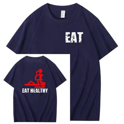 Eat Healthy Pattern  Print 100%Cotton T-Shirt