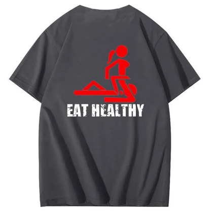 Eat Healthy Pattern  Print 100%Cotton T-Shirt