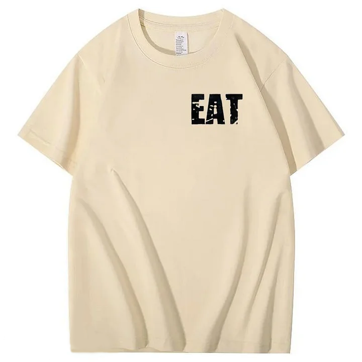 Eat Healthy Pattern  Print 100%Cotton T-Shirt