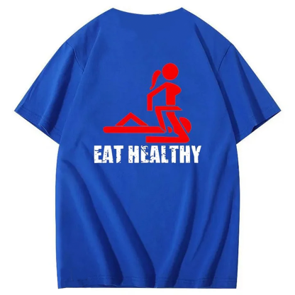 Eat Healthy Pattern  Print 100%Cotton T-Shirt