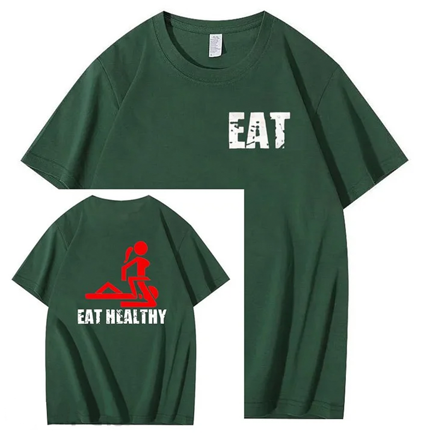 Eat Healthy Pattern  Print 100%Cotton T-Shirt