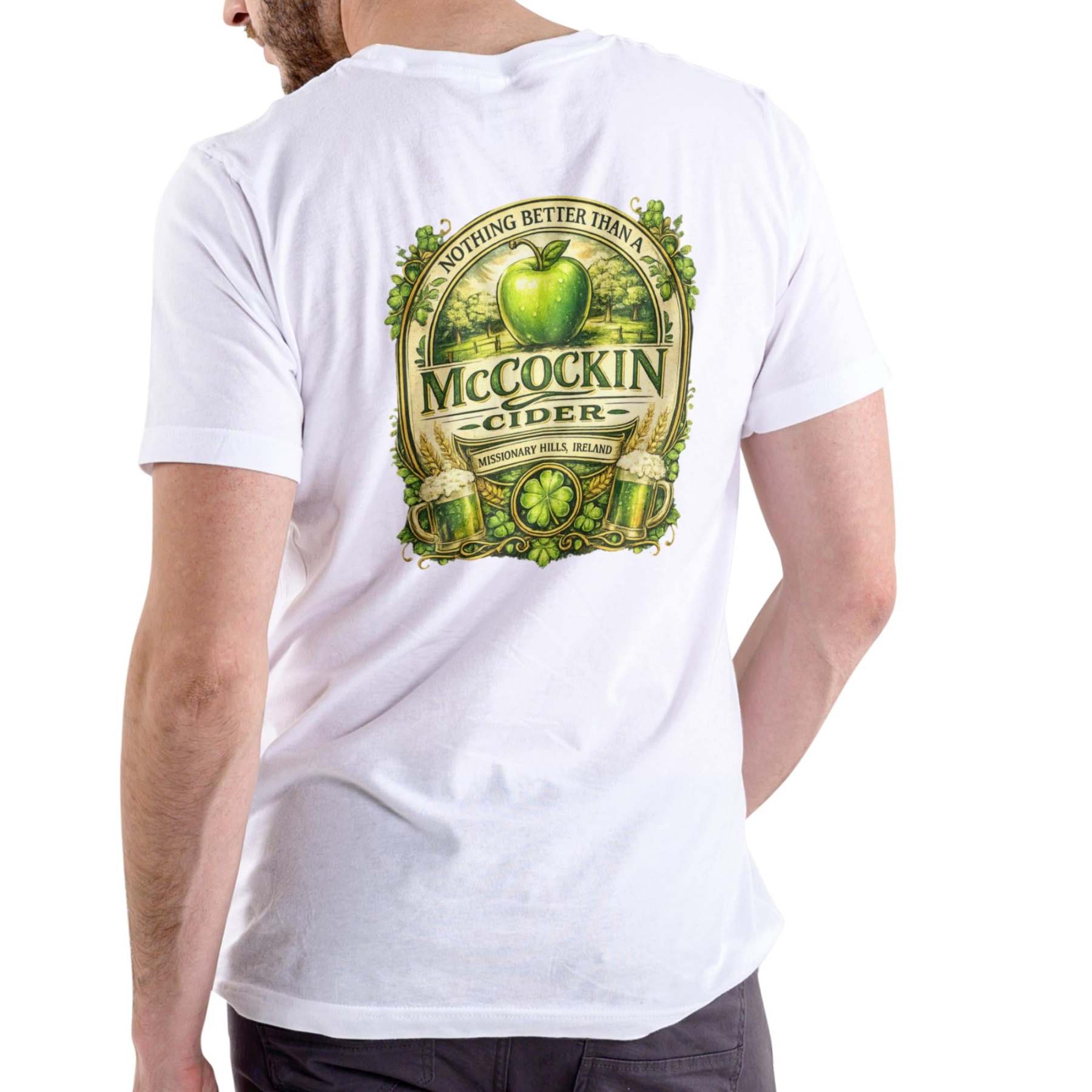 MCCOCKIN CIDER Funny name T Shirt, Unisex Cotton, St Patricks day