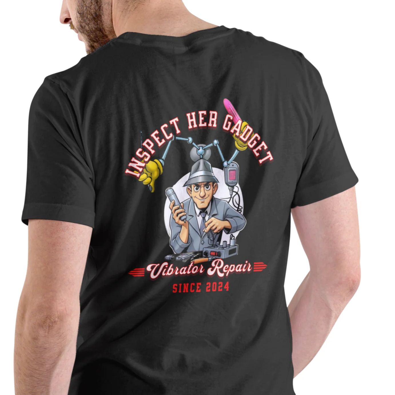 INSPECT HER GADGET VIBRATOR REPAIR, T-SHIRT, UNISEX, COTTON
