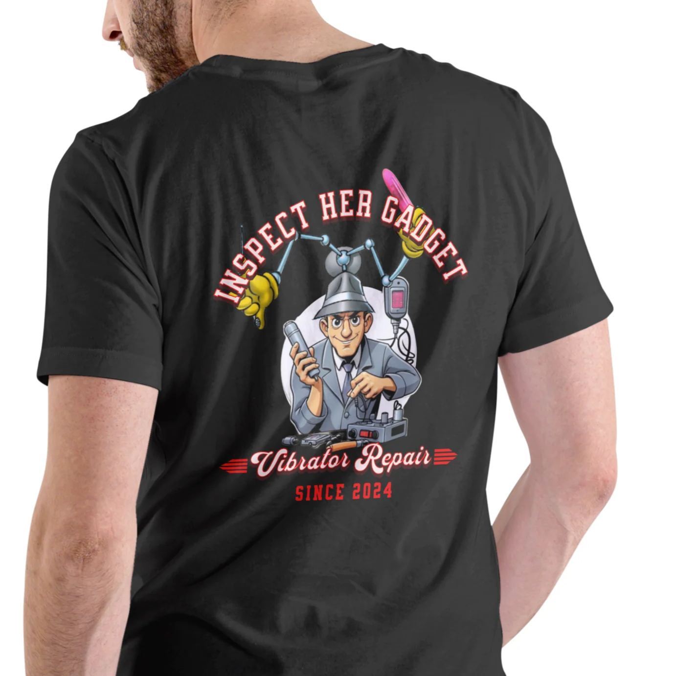 INSPECT HER GADGET VIBRATOR REPAIR, T-SHIRT, UNISEX, COTTON