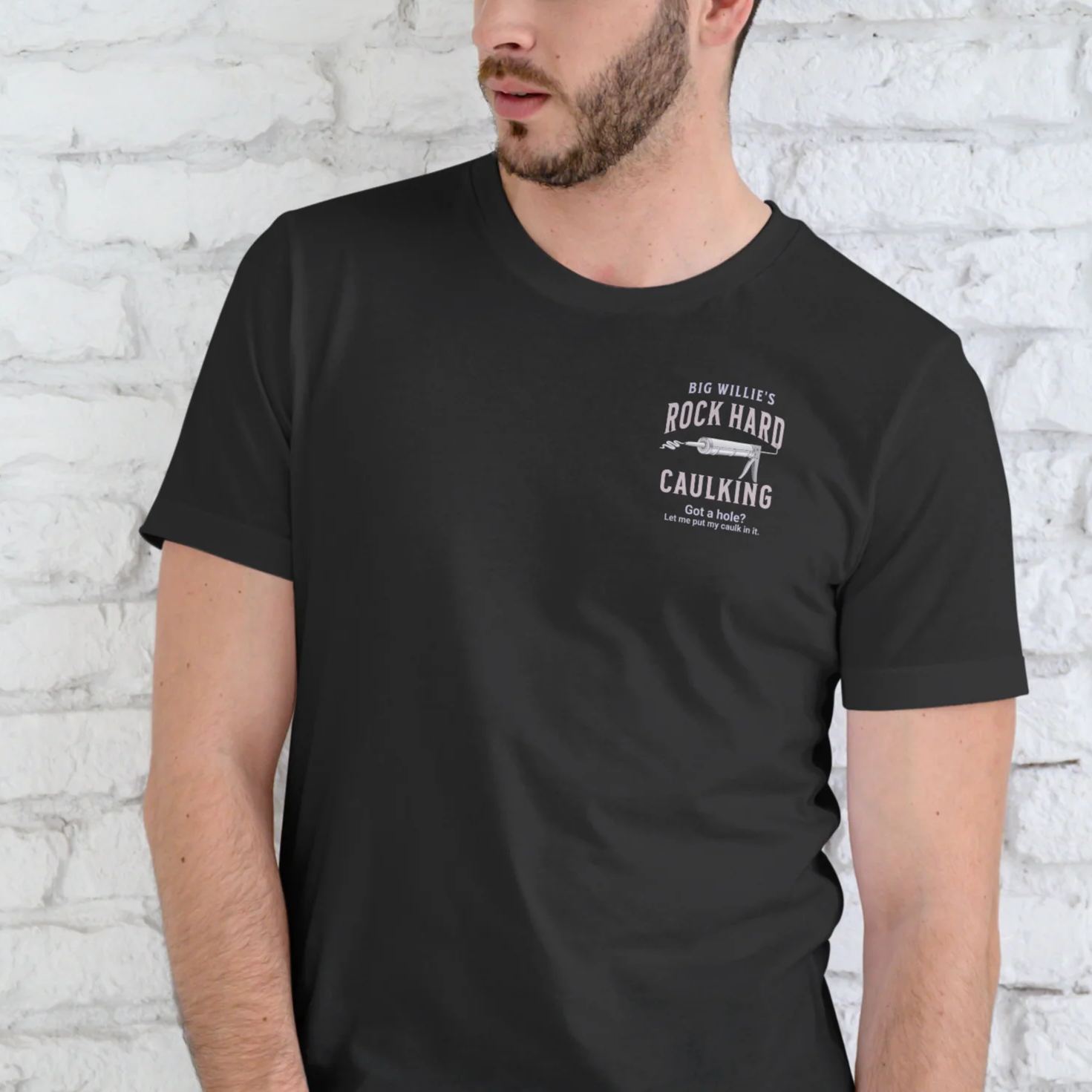 ROCK HARD CAULKING SERVICE, BIG WILLIES, T-SHIRT, UNISEX, COTTON