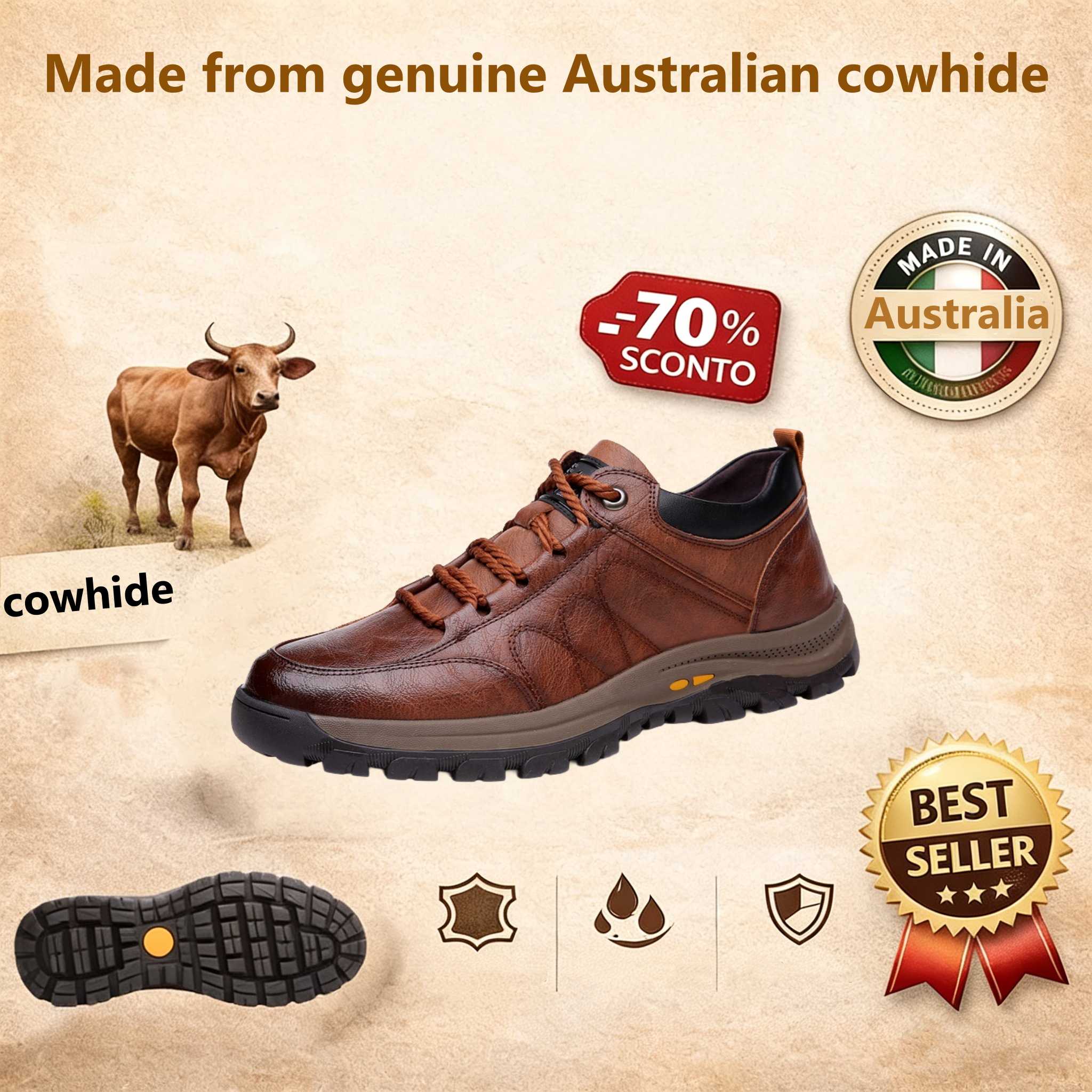 【⏰Limited time offer: 70% off – Don't miss it!】Ergonomic orthopedic shoes – ✅️Corrects posture while walking and relieves foot pain – Newly improved waterproof and anti-slip 👞Selected Australian leather